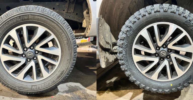 Remplacement avant/après des Pneus Michelin en Falken pour une Nissan Qashqai à Sélestat dans le Centre-Alsace